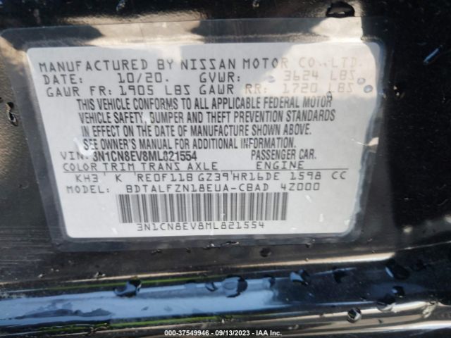 3N1CN8EV8ML821554 Nissan Versa Sv Xtronic Cvt
