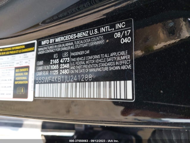 55SWF4KB1JU241288 Mercedes-Benz C-class C 300