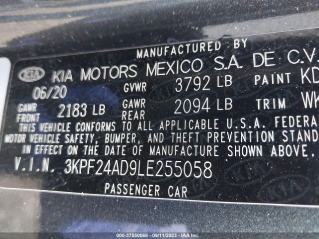 3KPF24AD9LE255058 KIA Forte Lxs