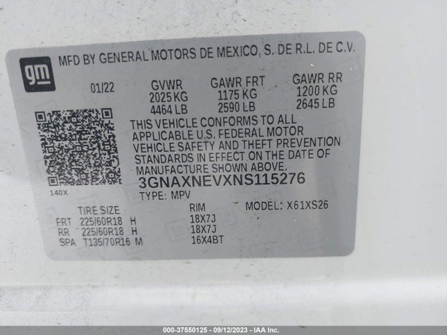Chevrolet Equinox Premier 2022 3GNAXNEVXNS115276 Image 9