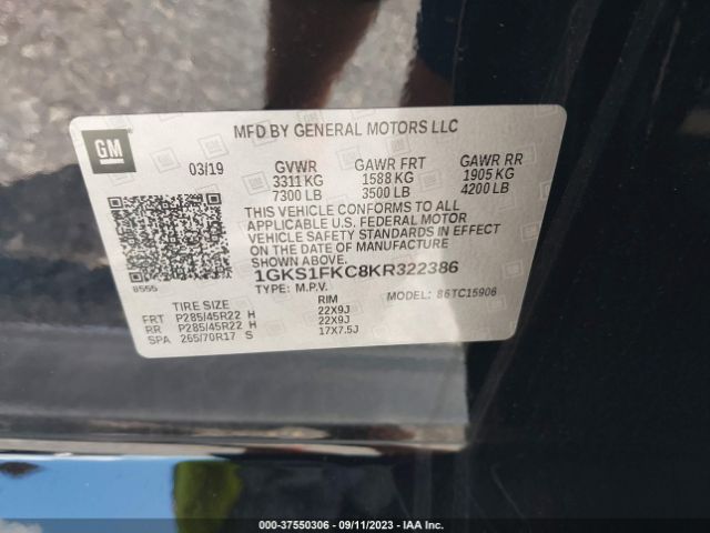 1GKS1FKC8KR322386 GMC Yukon Xl Sle