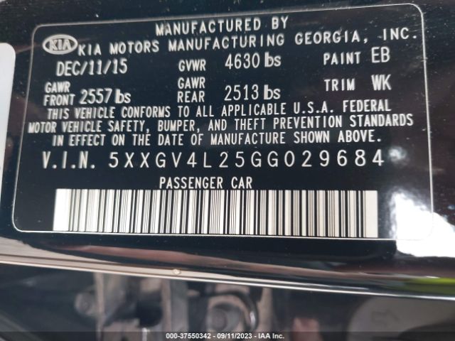 5XXGV4L25GG029684 KIA Optima Sxl Turbo