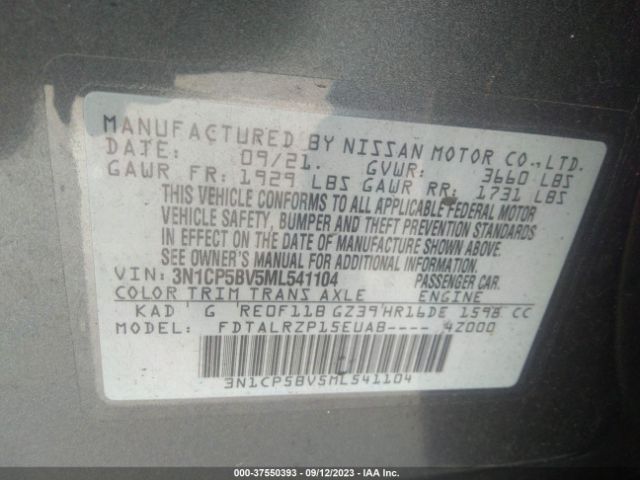 3N1CP5BV5ML541104 Nissan KICKS S