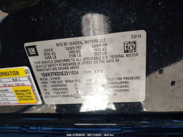 1GKKVTKD3EJ311634 GMC Acadia Denali