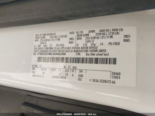 1FBZX2CM2JKA42368 Ford Transit Passenger Wagon Xl/xlt