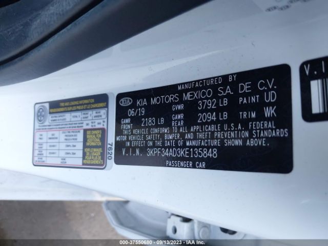 3KPF34AD3KE135848 KIA FORTE S