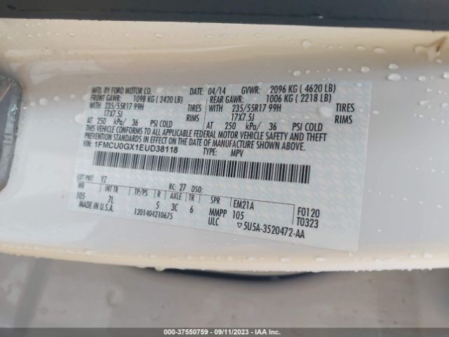 1FMCU0GX1EUD38118 Ford ESCAPE SE