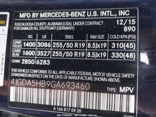 4JGDA5HB9GA693460 Mercedes-Benz Gle 350 4matic