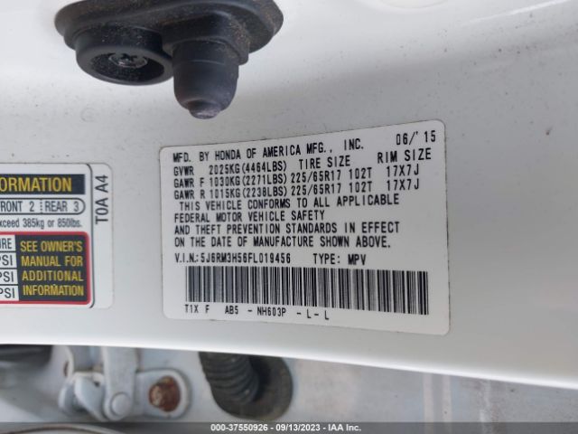 Honda CR-V EX 2015 5J6RM3H56FL019456 Image 9