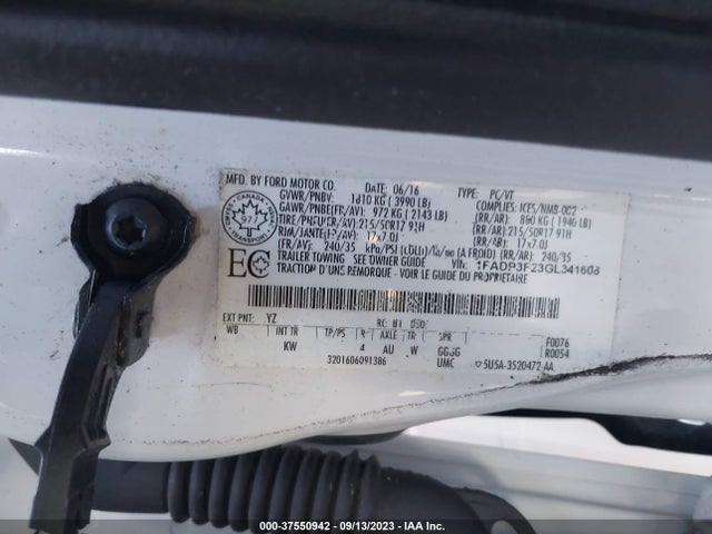 Ford FOCUS SE 2016 1FADP3F23GL341608 Image 9
