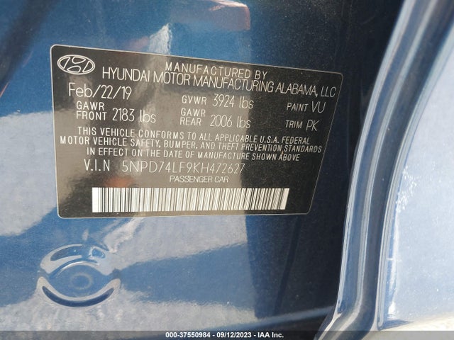 Hyundai ELANTRA SE 2019 5NPD74LF9KH472627 Image 9
