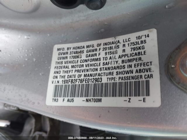 19XFB2F76FE012903 Honda Civic Sedan Se
