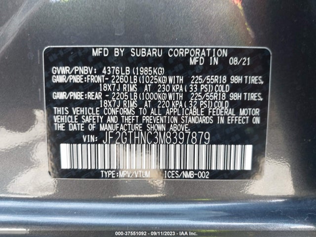 Subaru Crosstrek Limited 2021 JF2GTHNC3M8397879 Image 15