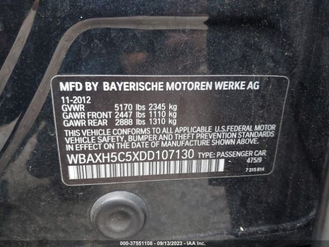 2013 BMW 5 SERIES WBAXH5C5XDD107130 Photo 8