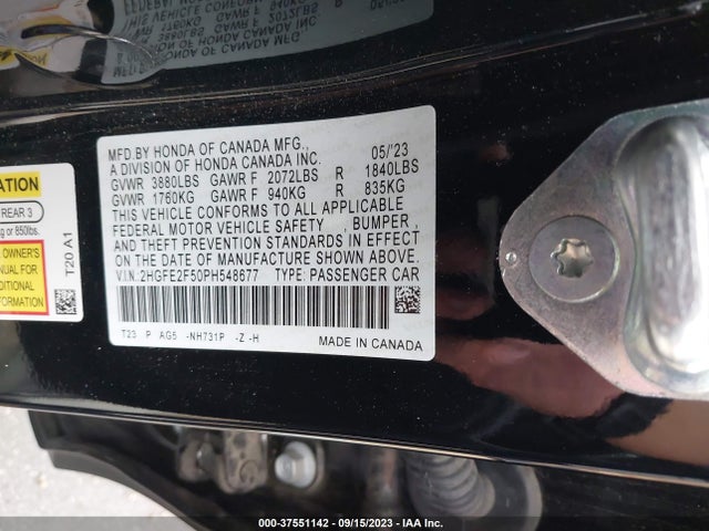 2023 HONDA CIVIC SEDAN SPORT VIN: 2HGFE2F50PH548677