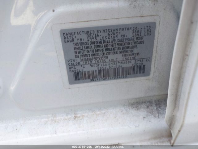 3N1AB7AP3GY235210 Nissan SENTRA SV