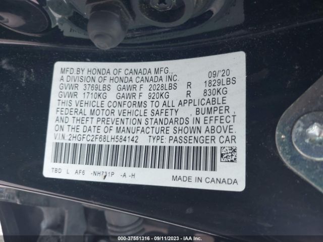 2HGFC2F68LH584142 Honda Civic Sedan Lx