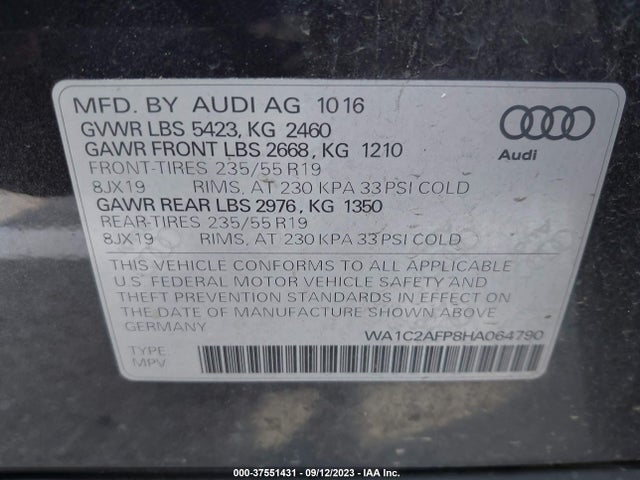 WA1C2AFP8HA064790 Audi Q5 PREMIUM