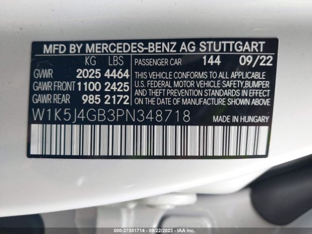 W1K5J4GB3PN348718 Mercedes-Benz Cla Cla 250