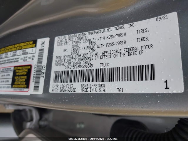 Toyota Tundra Sr5 2021 5TFEY5F16MX296845 Image 9