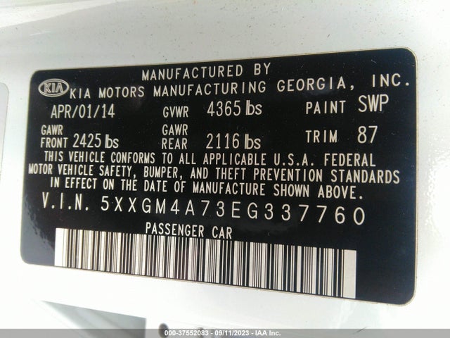 KIA Optima Lx 2014 5XXGM4A73EG337760 Image 16