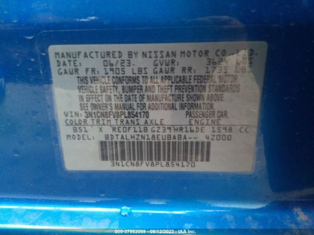 3N1CN8FV8PL854170 Nissan VERSA SR