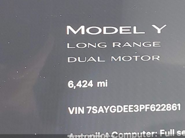 7SAYGDEE3PF622861 Tesla Model Y Awd/long Range Dual Motor All-wheel Drive
