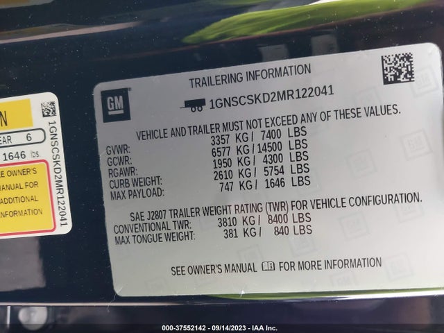 Chevrolet Tahoe Premier 2021 1GNSCSKD2MR122041 Image 9