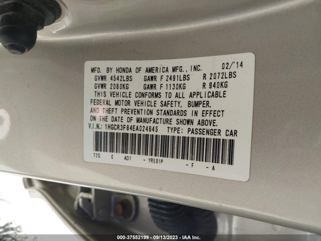 Honda Accord Ex-l V-6 2014 1HGCR3F84EA024645 Image 9
