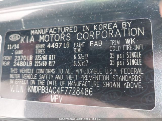 KNDPBCAC4F7728486 KIA Sportage Lx