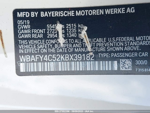 BMW 8 Series M850i Xdrive 2019 аукцион фото