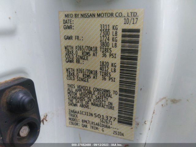 1N6AA1CJ1JN501377 Nissan TITAN S