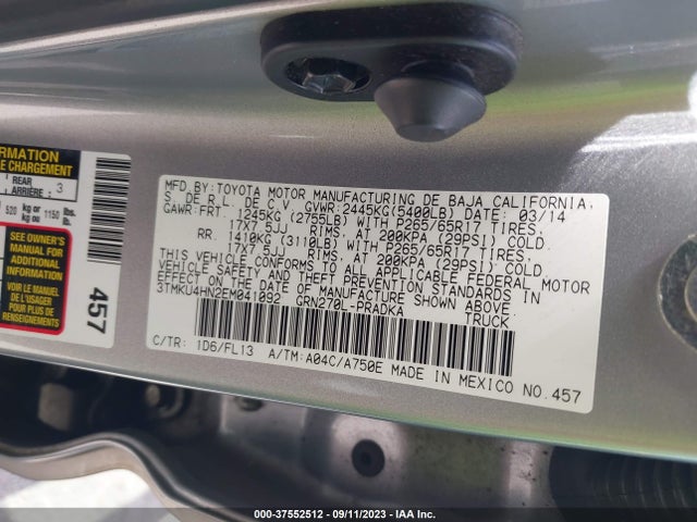 Toyota Tacoma Prerunner 2014 3TMKU4HN2EM041092 Image 9