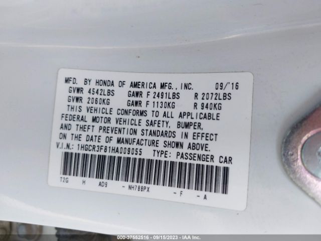 1HGCR3F81HA009055 Honda Accord Sedan Ex-l V6