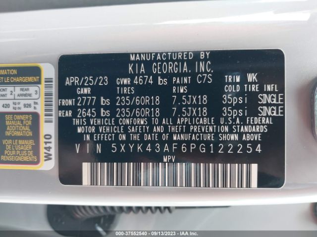 5XYK43AF6PG122254 KIA Sportage Sx