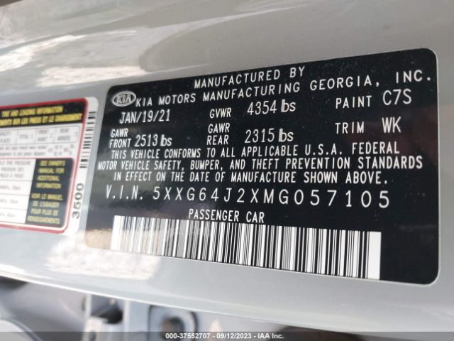 5XXG64J2XMG057105 KIA K5 Gt-line