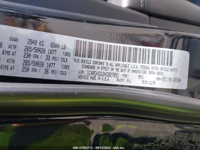 1C4RDHDG2HC827851 Dodge DURANGO GT