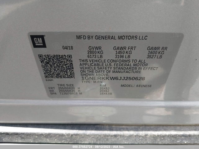Chevrolet Traverse Premier 2018 1GNERKKW6JJ250628 Image 9