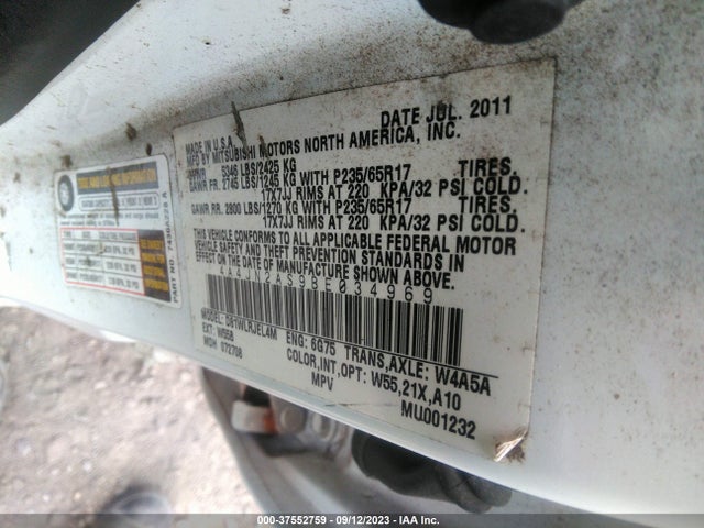 2011 MITSUBISHI ENDEAVOR LS VIN: 4A4JN2AS9BE034969