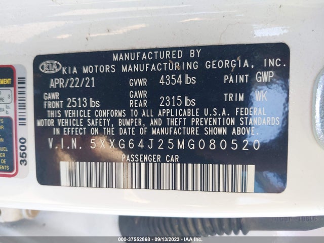 KIA K5 Gt-line 2021 5XXG64J25MG080520 Image 9