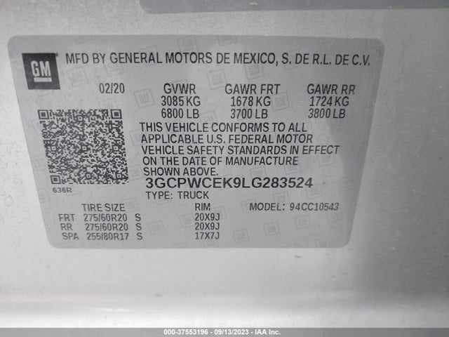 Chevrolet Silverado 1500 Lt 2020 3GCPWCEK9LG283524 Image 9