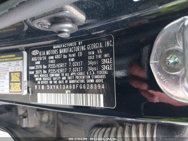 KIA SORENTO LX 2015 5XYKT3A68FG628394 Image 9