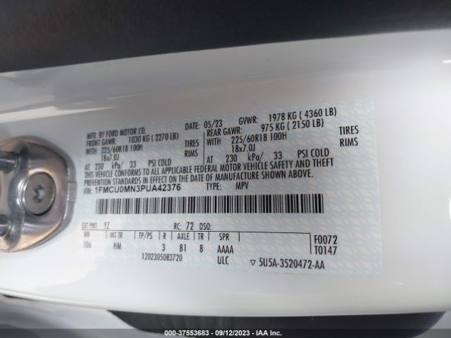 1FMCU0MN3PUA42376 Ford Escape St-line