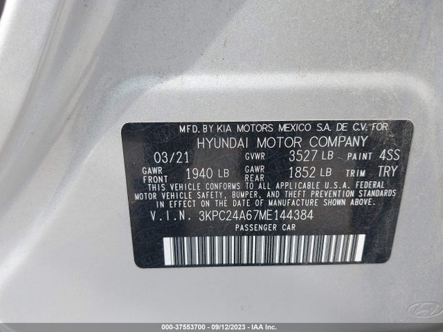 Hyundai ACCENT SE 2021 3KPC24A67ME144384 Image 9