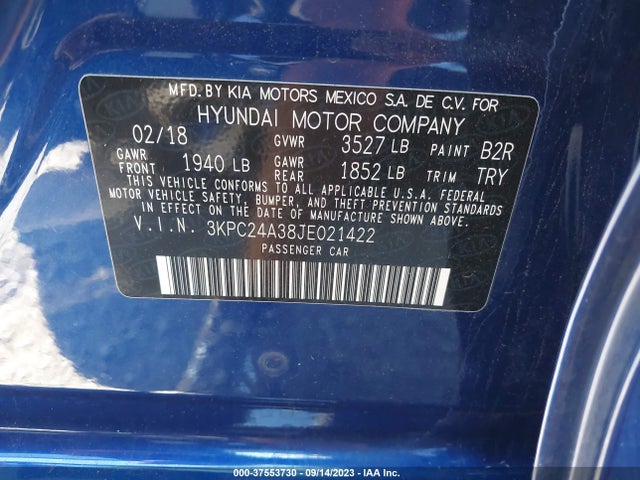 Hyundai ACCENT SE 2018 3KPC24A38JE021422 Image 9