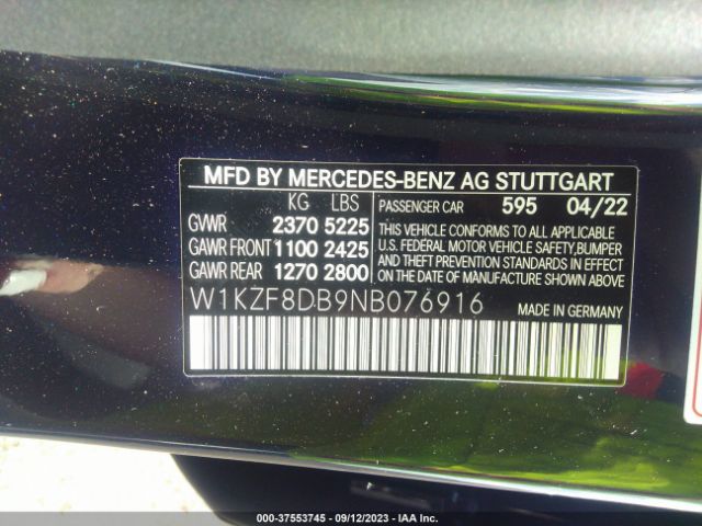 W1KZF8DB9NB076916 Mercedes-Benz E-class E 350