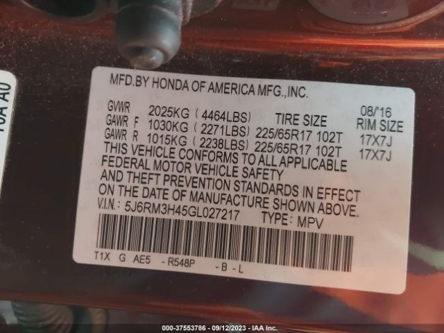 5J6RM3H45GL027217 Honda CR-V SE