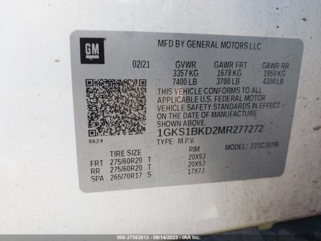 1GKS1BKD2MR277272 GMC YUKON SLT