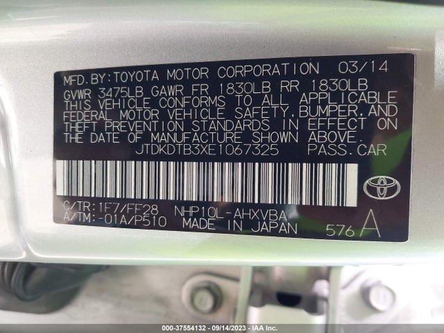Toyota Prius C One/three/two/four 2014 JTDKDTB3XE1067325 Image 15
