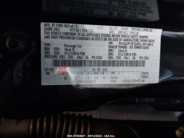 1FADP3F22EL351463 Ford FOCUS SE